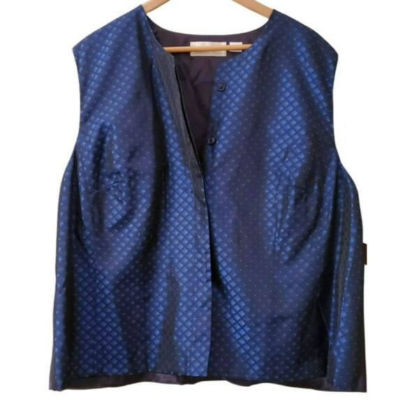 Vintage Elisabeth By Liz Claiborne Blue Patterned Button Up Vest NWT 1990s - Picture 1 of 4